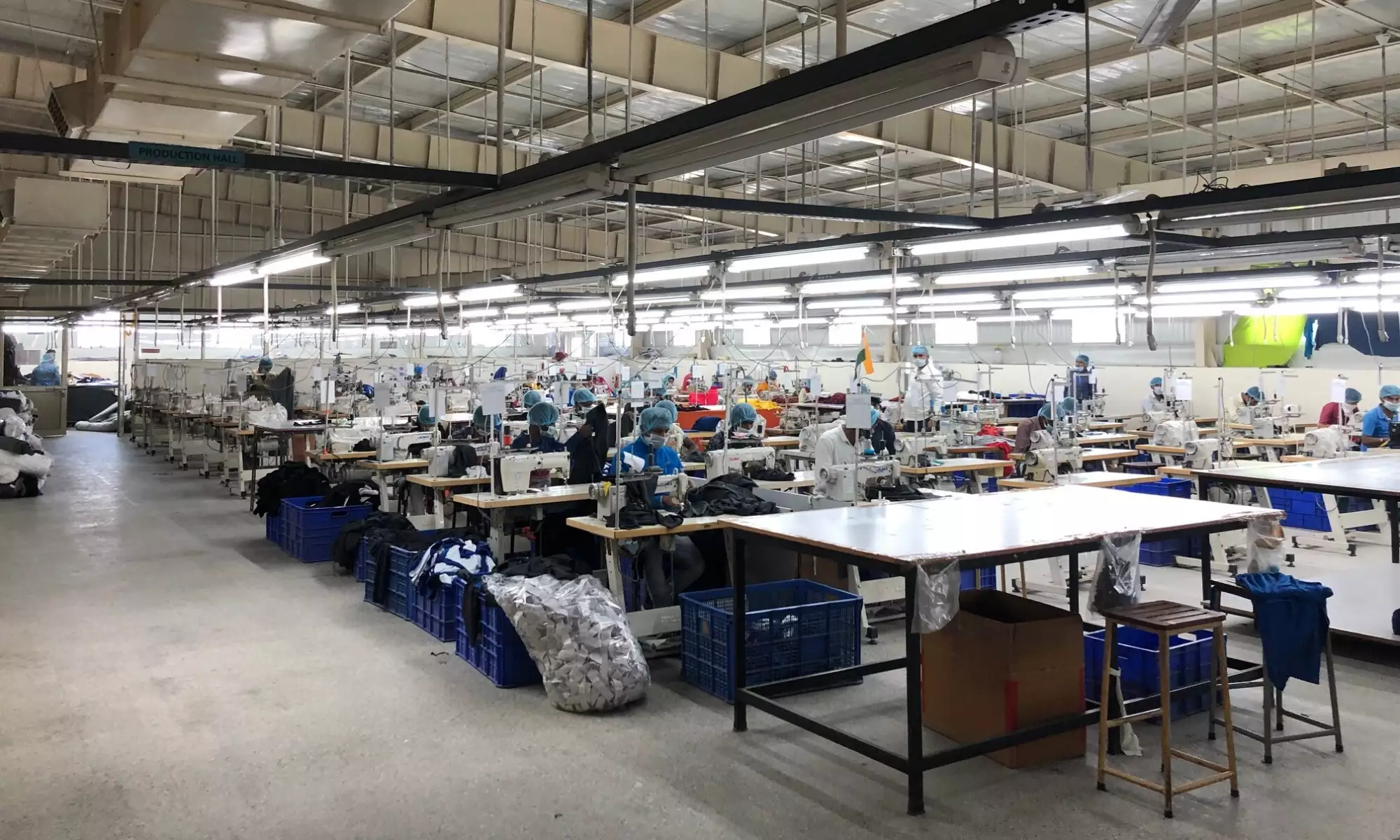 Productiehal van onze fabriek The Tailors in Delhi