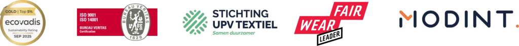 Logo’s van de keurmerken en certificeringen van Tailor & Stitch